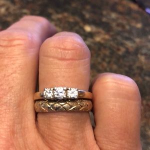 Past Present Future Ring 1/2 carat SI1-SI2 color H. 14 KYG. Also 10k Etched Band